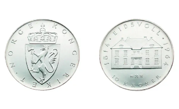 Hovedbilde 10 kr 1964 sølv i varierende kvalitet