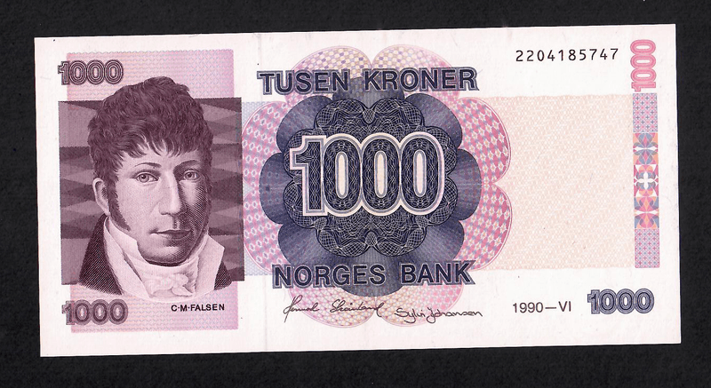 1000 kr 1990. Kv:0