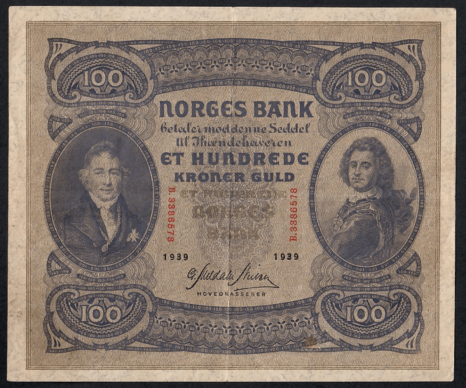 Hovedbilde 100 kr 1939 B.3886578 Kv: 1/1-