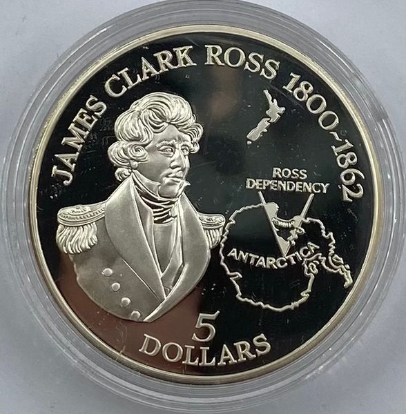 Hovedbilde New Zealand: 5 dollar. 3. portrett; James Clark ...