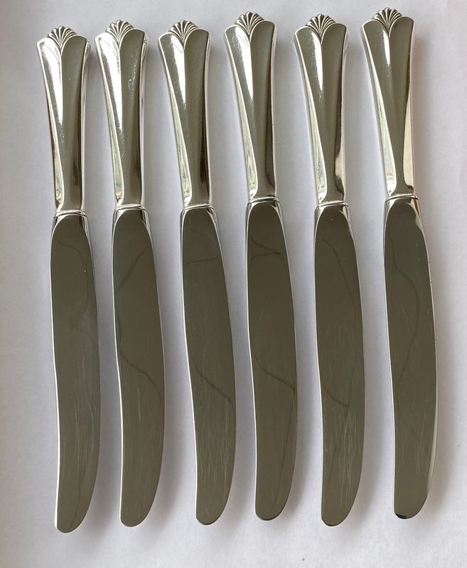 Rådhus vifte: 6 x liten spisekniv kort skaft 20,2 cm